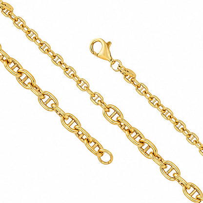 Mariner Link Silver Chain Gold Bracelet
