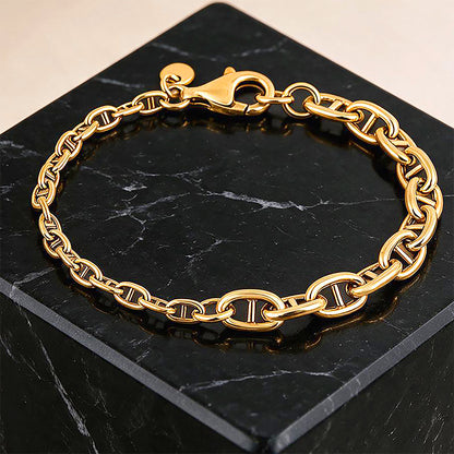 Mariner Link Silver Chain Gold Bracelet