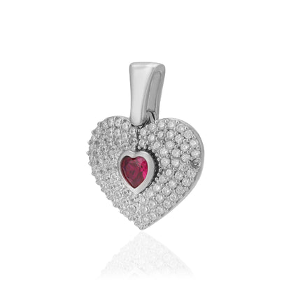 925 Maroon Desire Heart Rhodium Sparkling Pendants