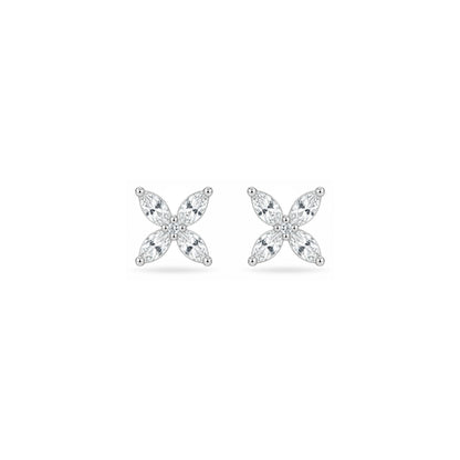 Marquise Floral Crystal Sterling Silver Studs