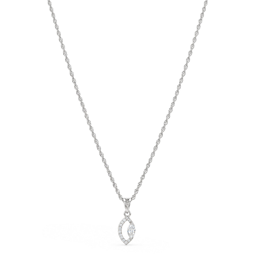 Marquise Halo Sterling Silver Chain Pendant