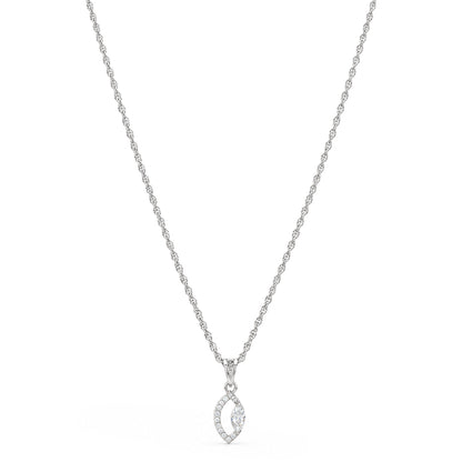 Marquise Halo Sterling Silver Chain Pendant