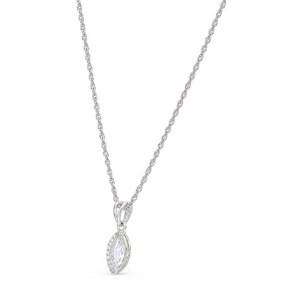 Marquise Halo Sterling Silver Chain Pendant