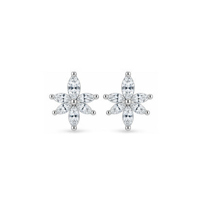 Marquise Lotus Crystal Sterling Silver Studs