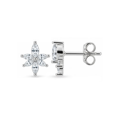 Marquise Lotus Crystal Sterling Silver Studs