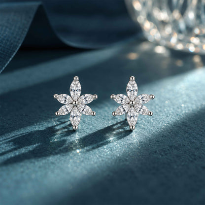 Marquise Lotus Crystal Sterling Silver Studs