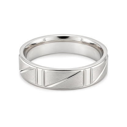 Matte Chevron Panel Sterling Silver Ring