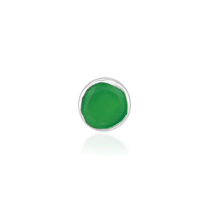 Meadow Jade Bezel Green Gemstone Silver Nose Pin