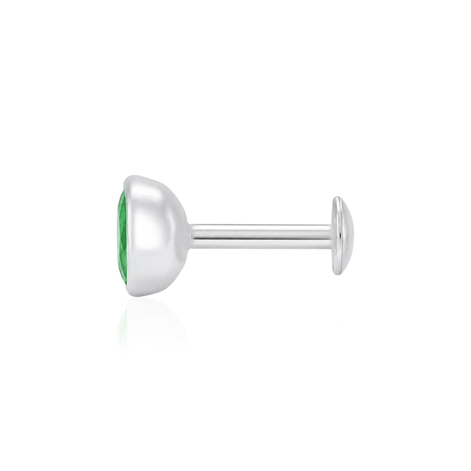 Meadow Jade Bezel Green Gemstone Silver Nose Pin