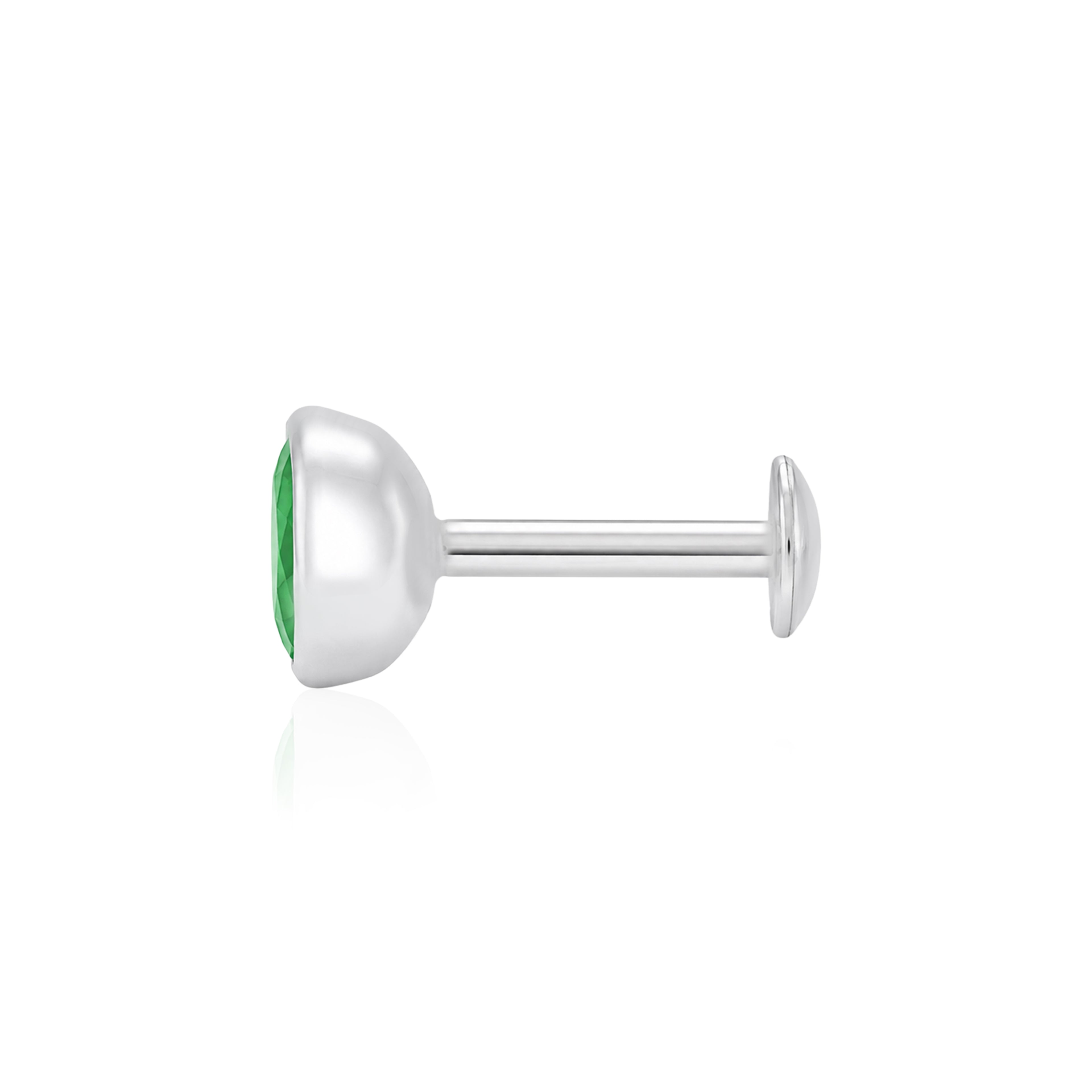 Meadow Jade Bezel Green Gemstone Silver Nose Pin