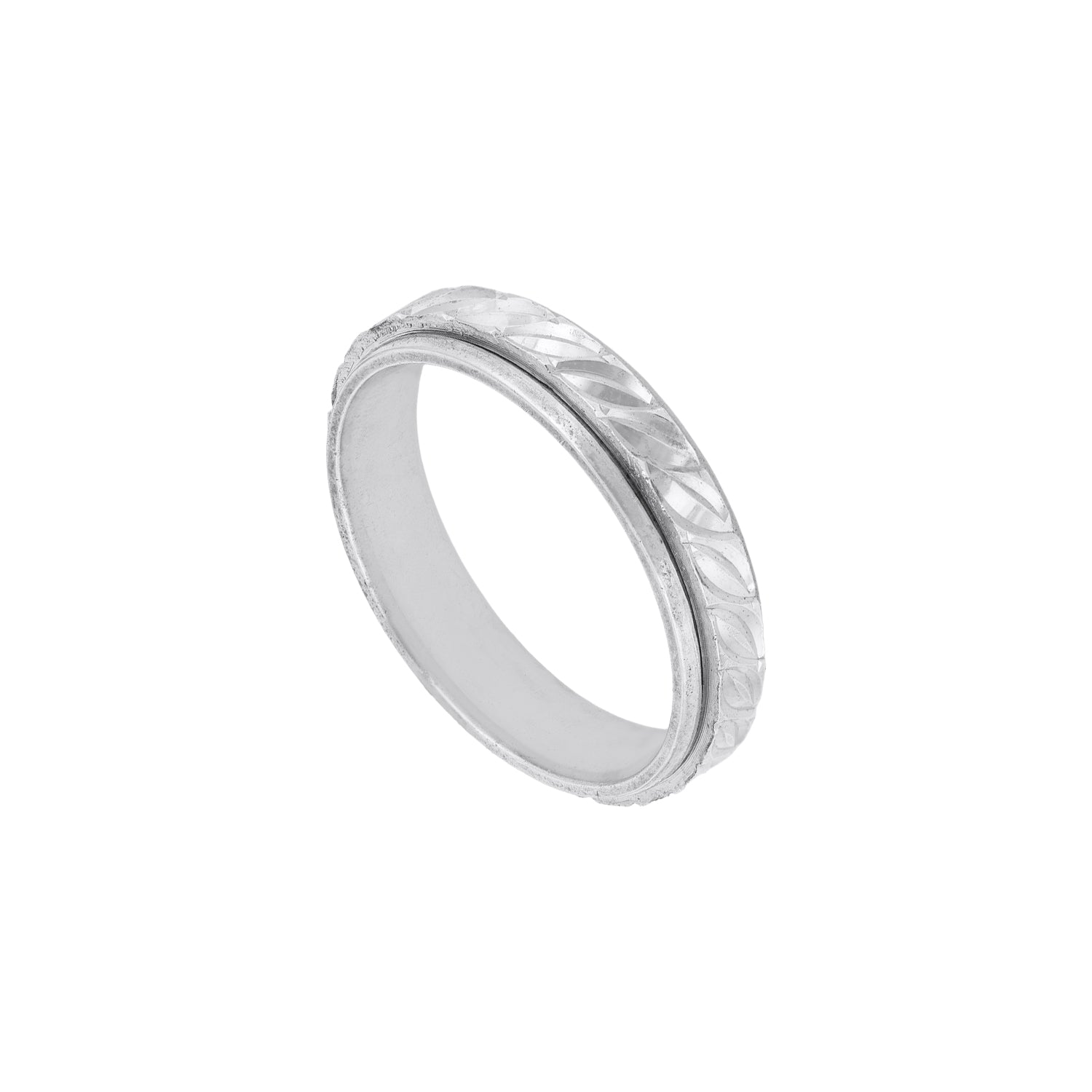 Mens Textured Silver Band Ring