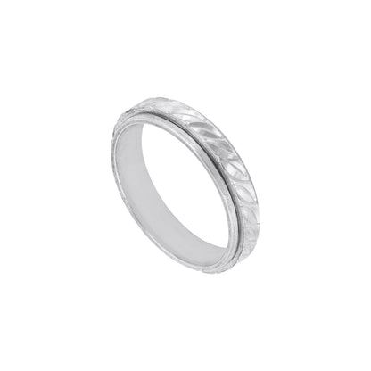 Mens Textured Silver Band Ring