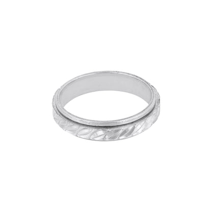 Mens Textured Silver Band Ring