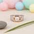 Mens Square Solitaire Silver Ring with Rose Gold Accent