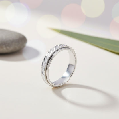 Mens Textured Silver Band Ring