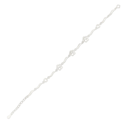 Messy Floral Rhodium Plated 925 Bracelet
