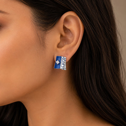 Midnight Blue 925 Sterling Silver Diamond Glow Earring