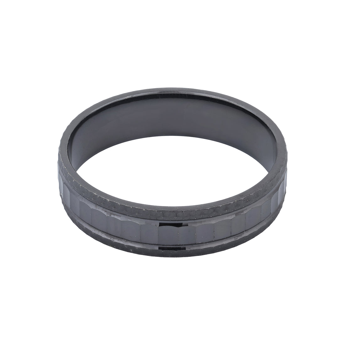Midnight Faceted Elegance 925 Sterling Silver Ring