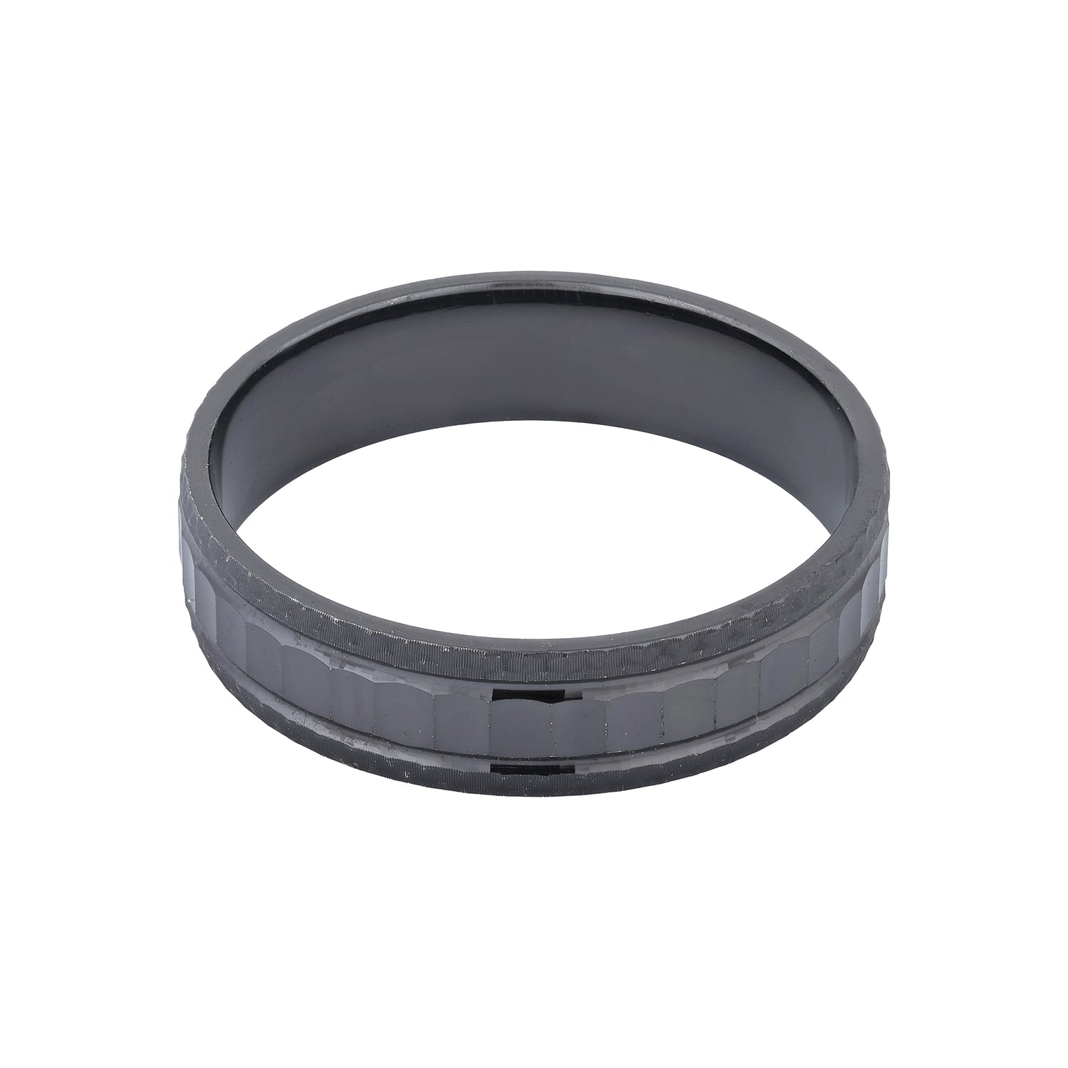 Midnight Faceted Elegance 925 Sterling Silver Ring