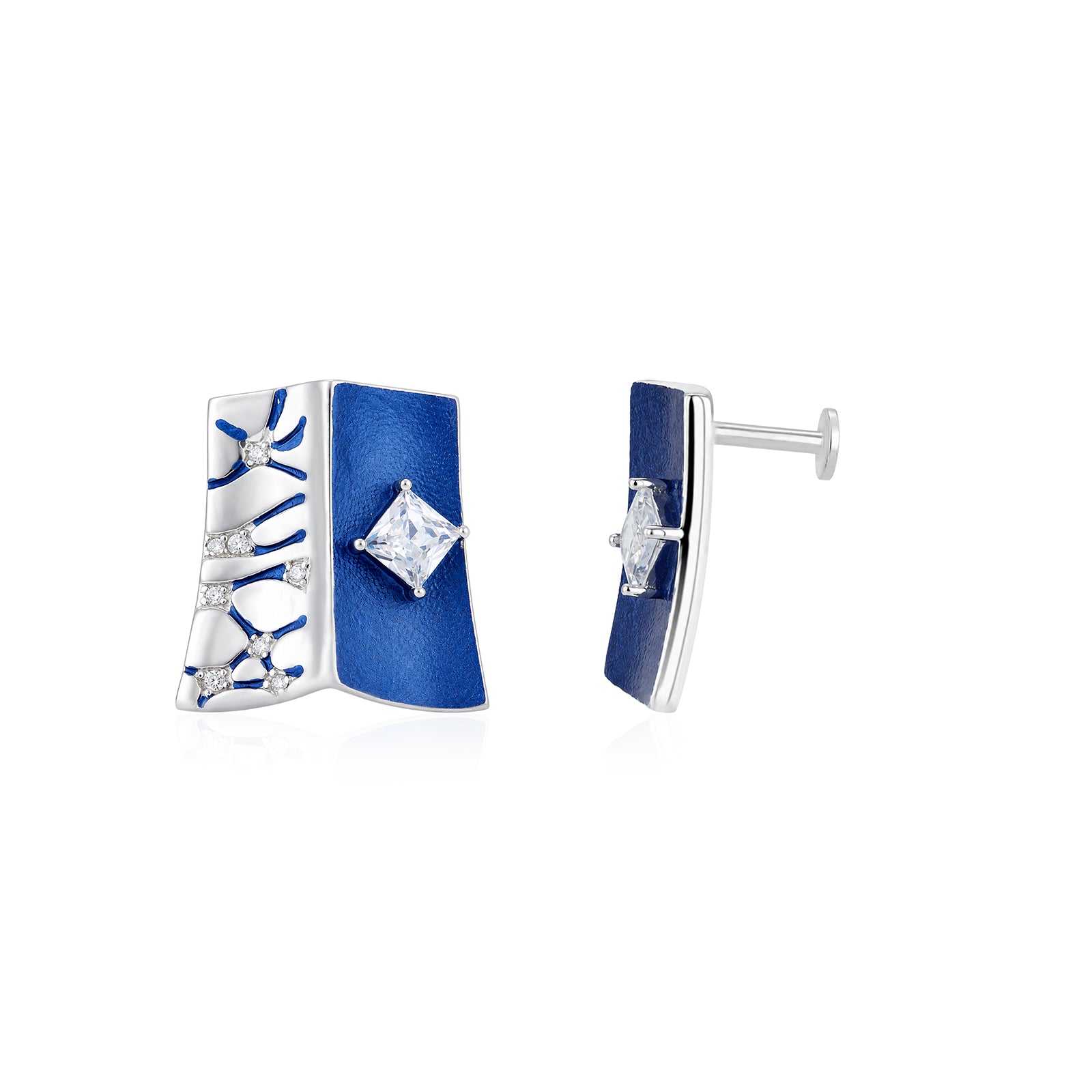 Midnight Blue 925 Sterling Silver Diamond Glow Earring