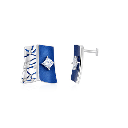 Midnight Blue 925 Sterling Silver Diamond Glow Earring
