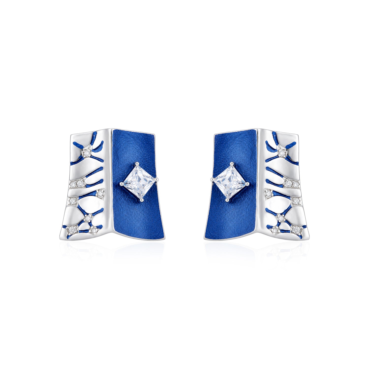 Midnight Blue 925 Sterling Silver Diamond Glow Earring
