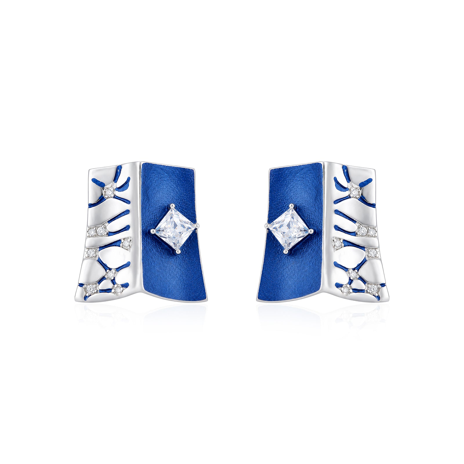 Midnight Blue 925 Sterling Silver Diamond Glow Earring