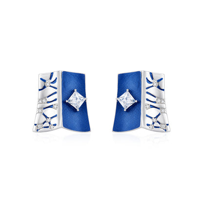 Midnight Blue 925 Sterling Silver Diamond Glow Earring