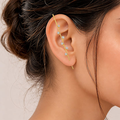Minimal Crystal Grace 925 Sterling Silver Statement Earrings