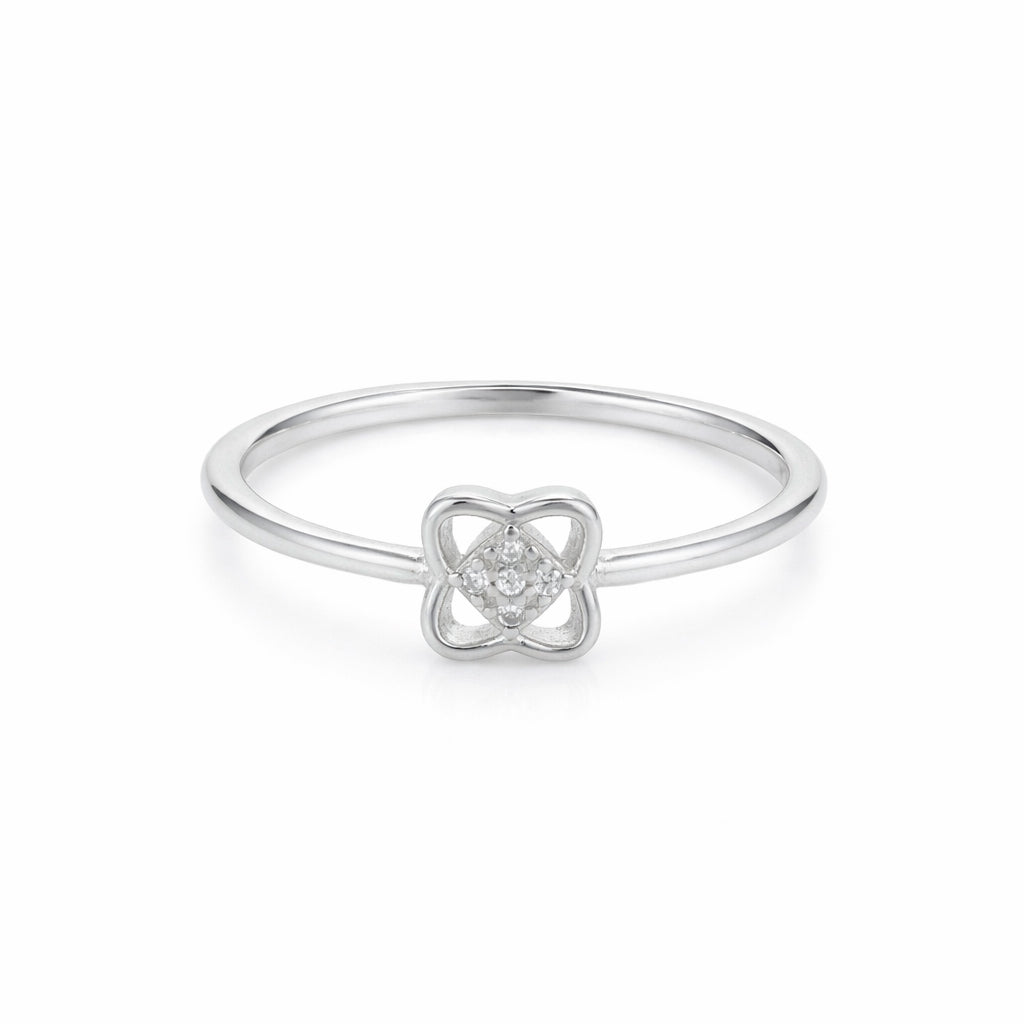 Minimal Floral Clover Pattern 925 Sterling Silver Ring for Women
