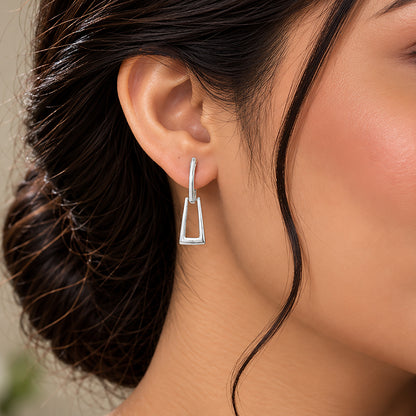 Minimal Open Frame 925 Sterling Silver Earring for Women
