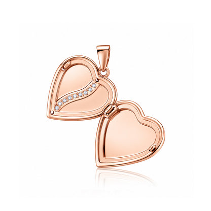 Minimal Rose Gold Heart Locket 925 Sterling Silver Pendant for women