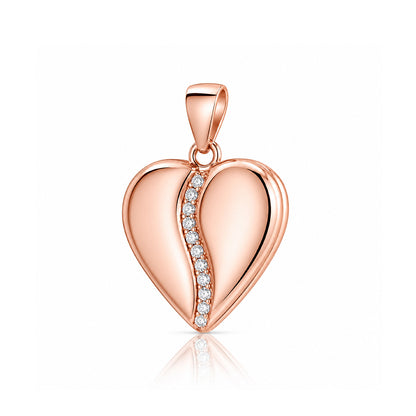 Minimal Rose Gold Heart Locket 925 Sterling Silver Pendant for women