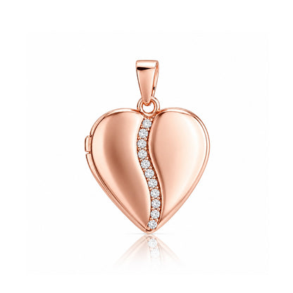 Minimal Rose Gold Heart Locket 925 Sterling Silver Pendant for women