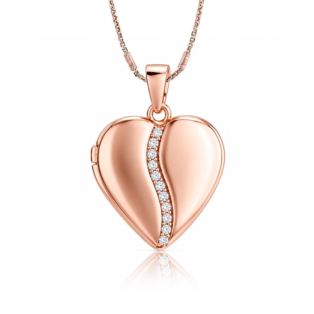 Minimal Rose Gold Heart Locket 925 Sterling Silver Pendant for women