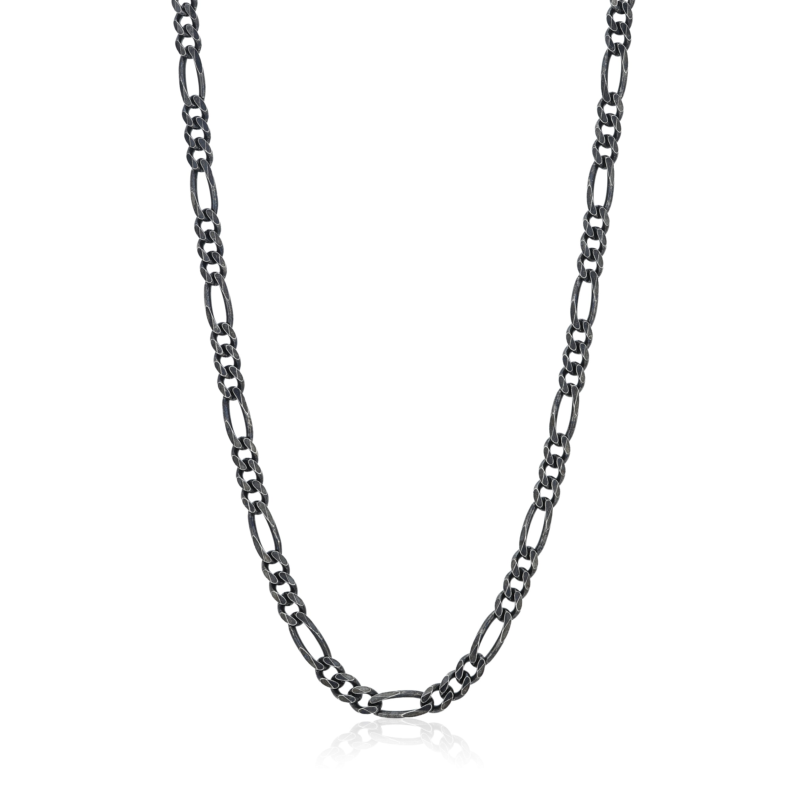 Black chain necklace on a white background