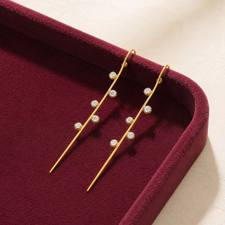 Minimal Crystal Grace 925 Sterling Silver Statement Earrings