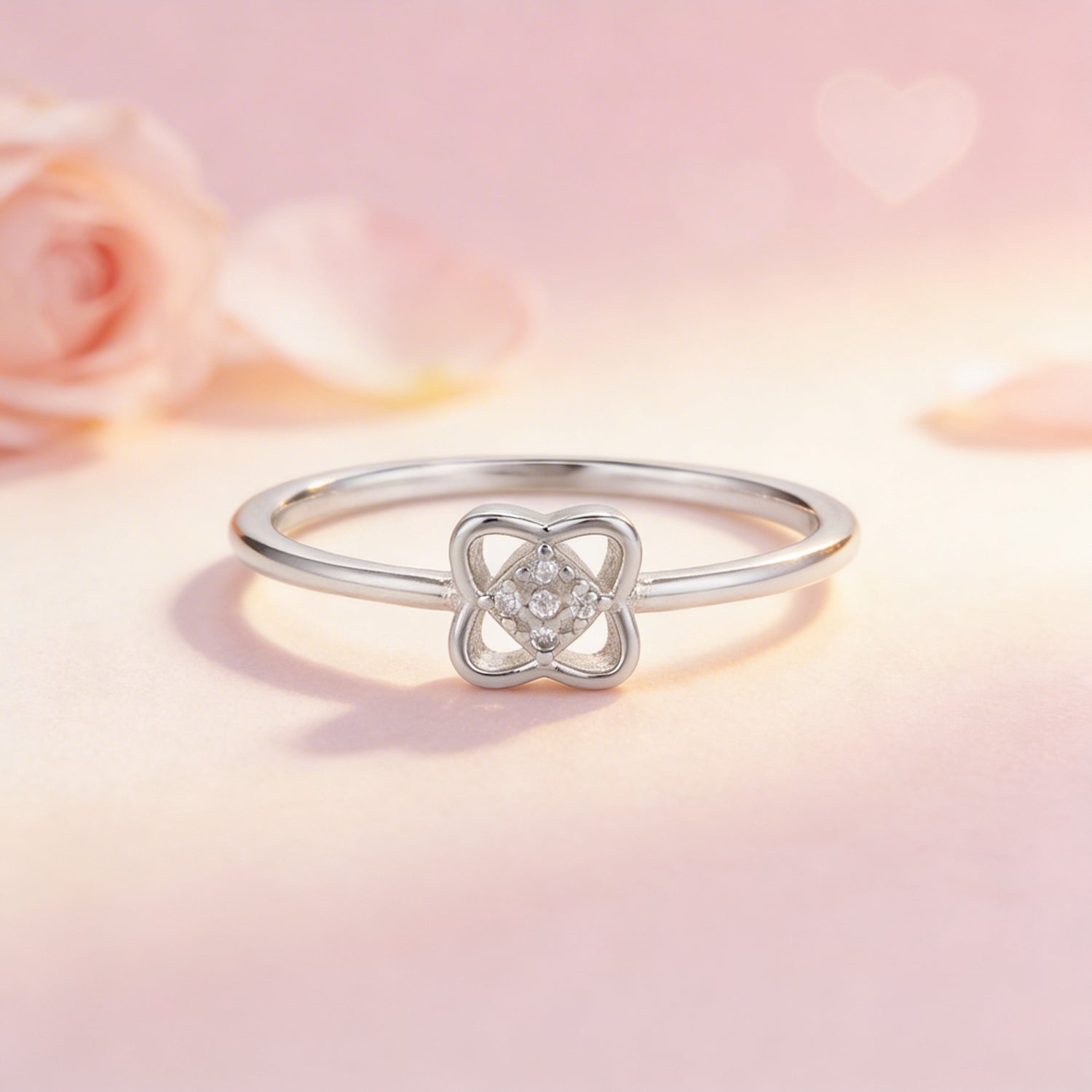 Minimal Floral Clover Pattern 925 Sterling Silver Ring for Women