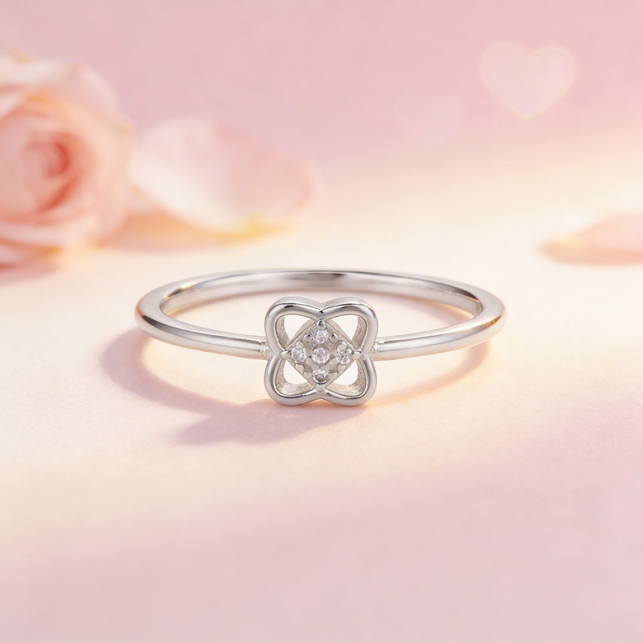 Minimal Floral Clover Pattern 925 Sterling Silver Ring for Women