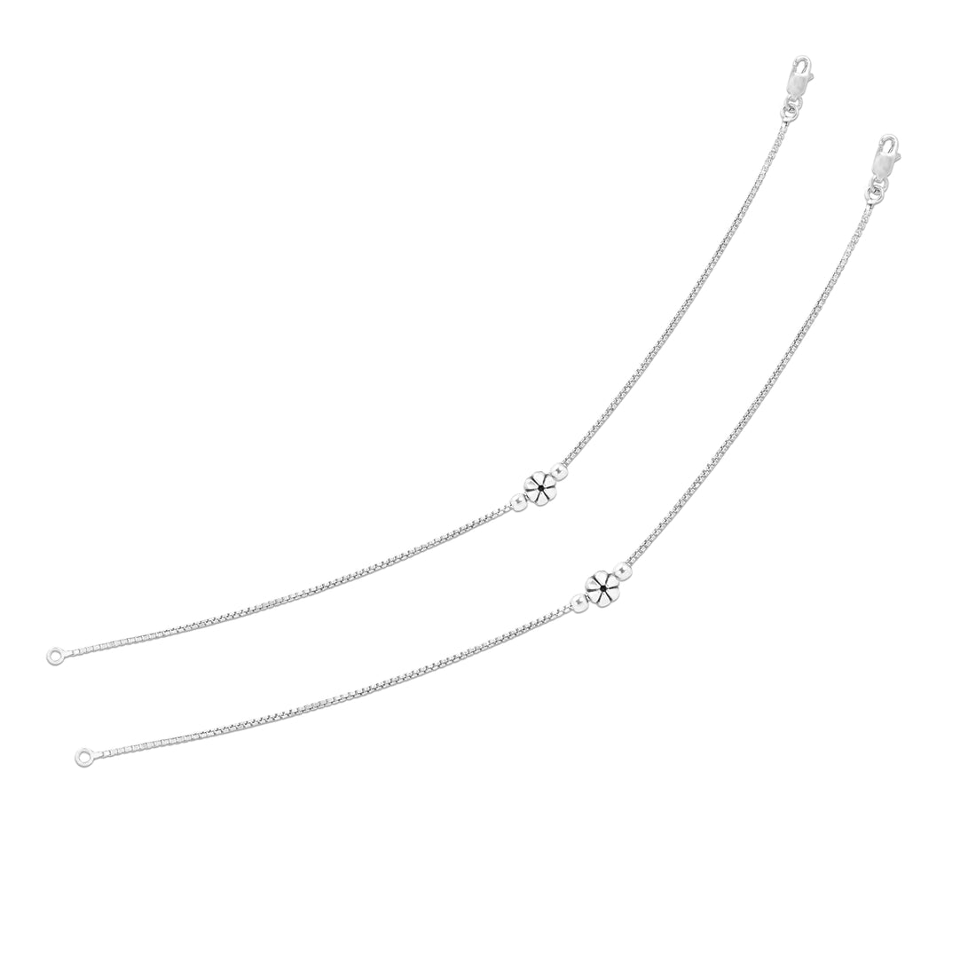 Minimal Floral Star Charm 925 Sterling Silver Anklets for Women