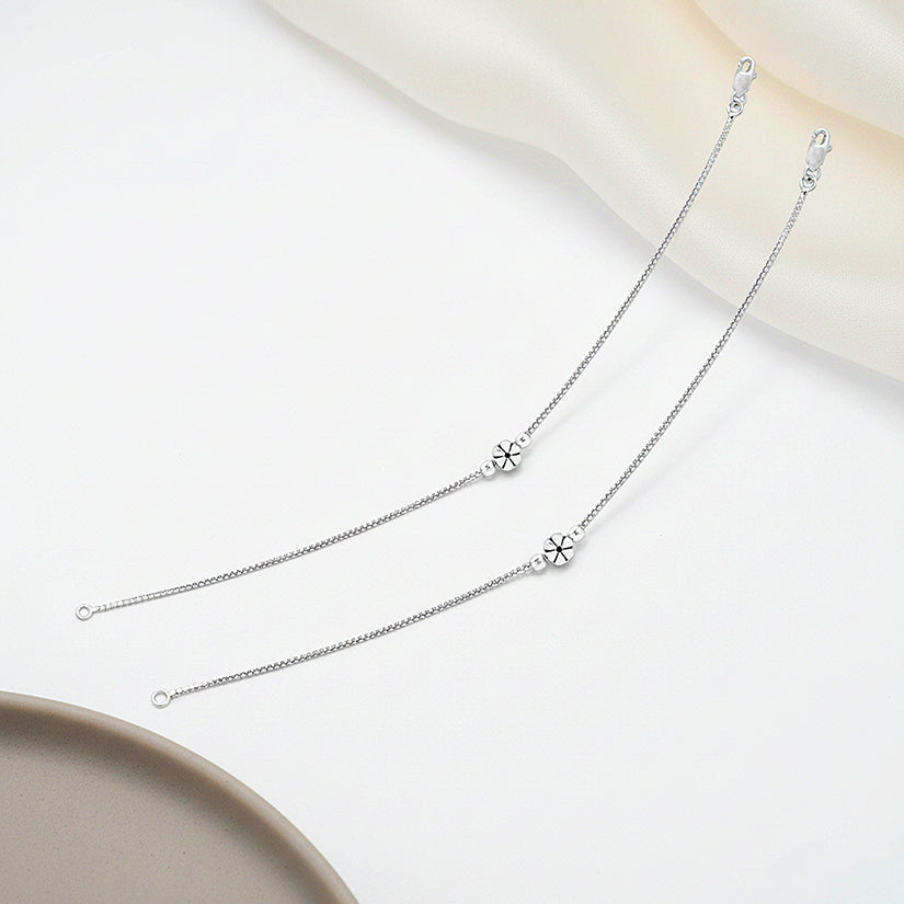 Minimal Floral Star Charm 925 Sterling Silver Anklets for Women