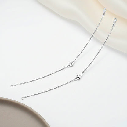 Minimal Floral Star Charm 925 Sterling Silver Anklets for Women