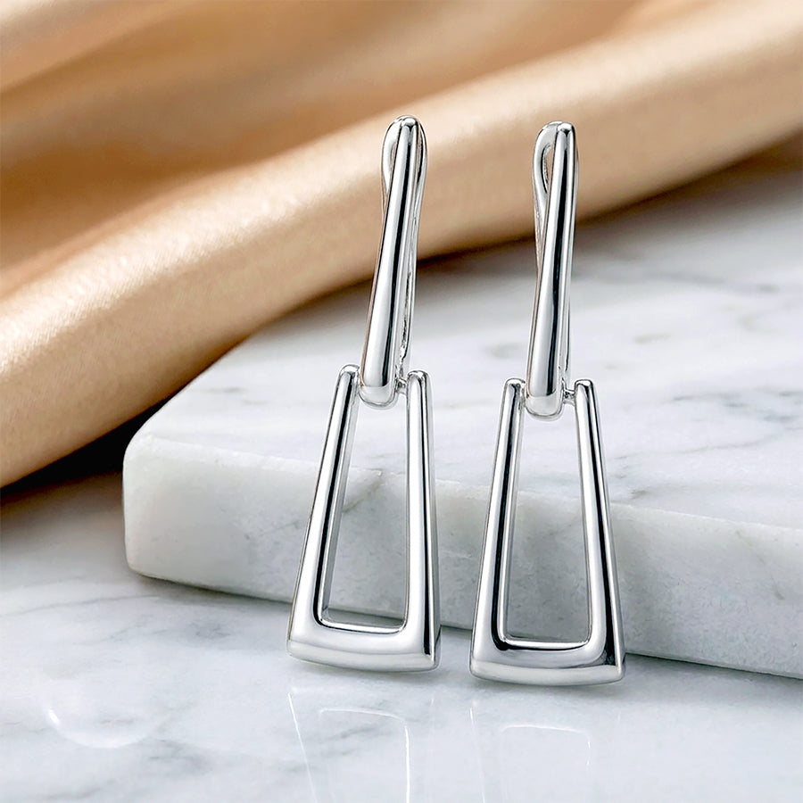 Minimal Open Frame 925 Sterling Silver Earring for Women