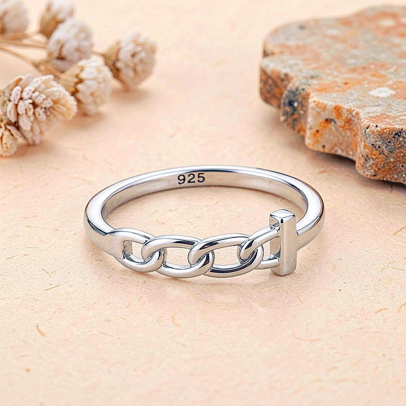 Minimal Open Interlocked Ring 925 Sterling Silver Ring for women