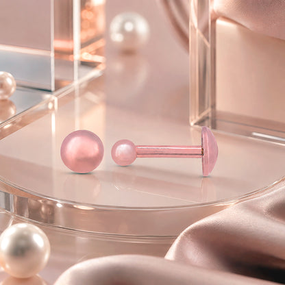 Minimal Pink Glow 925 Sterling Silver Stud for Women