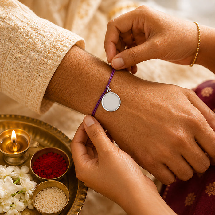 MinimalistRound Silver Rakhi Pendant