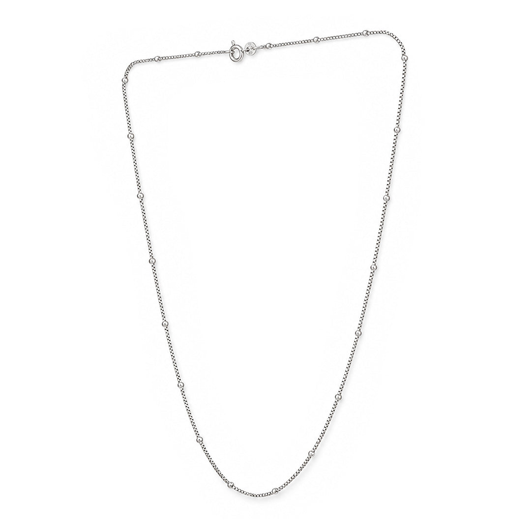 Minimalist Satellite Bead Station Sterling Silver Chain