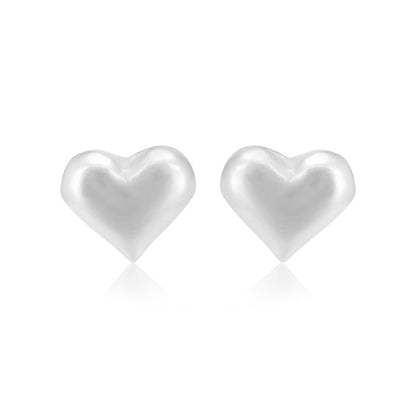 Minimalist Heart 925 Rhodium Plated Studs
