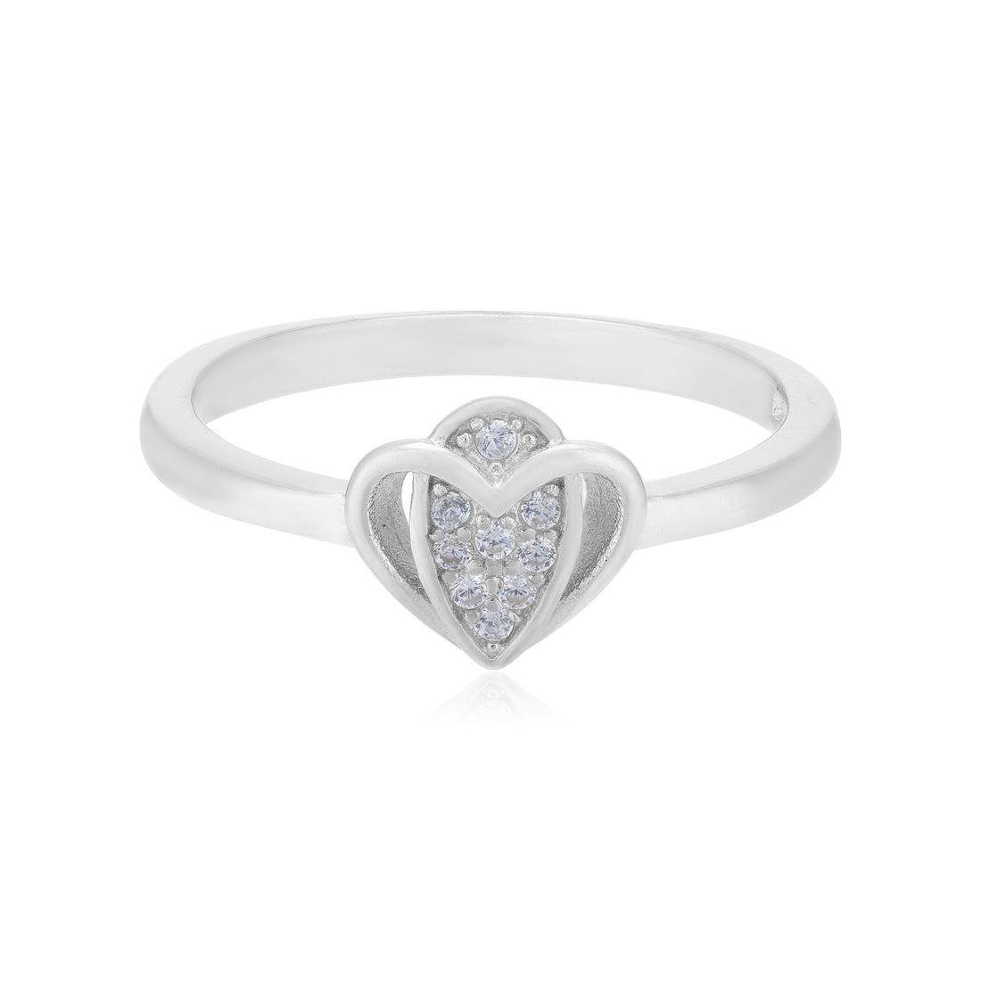 Minimalist Rhodium Plated Drop Stoned Ring