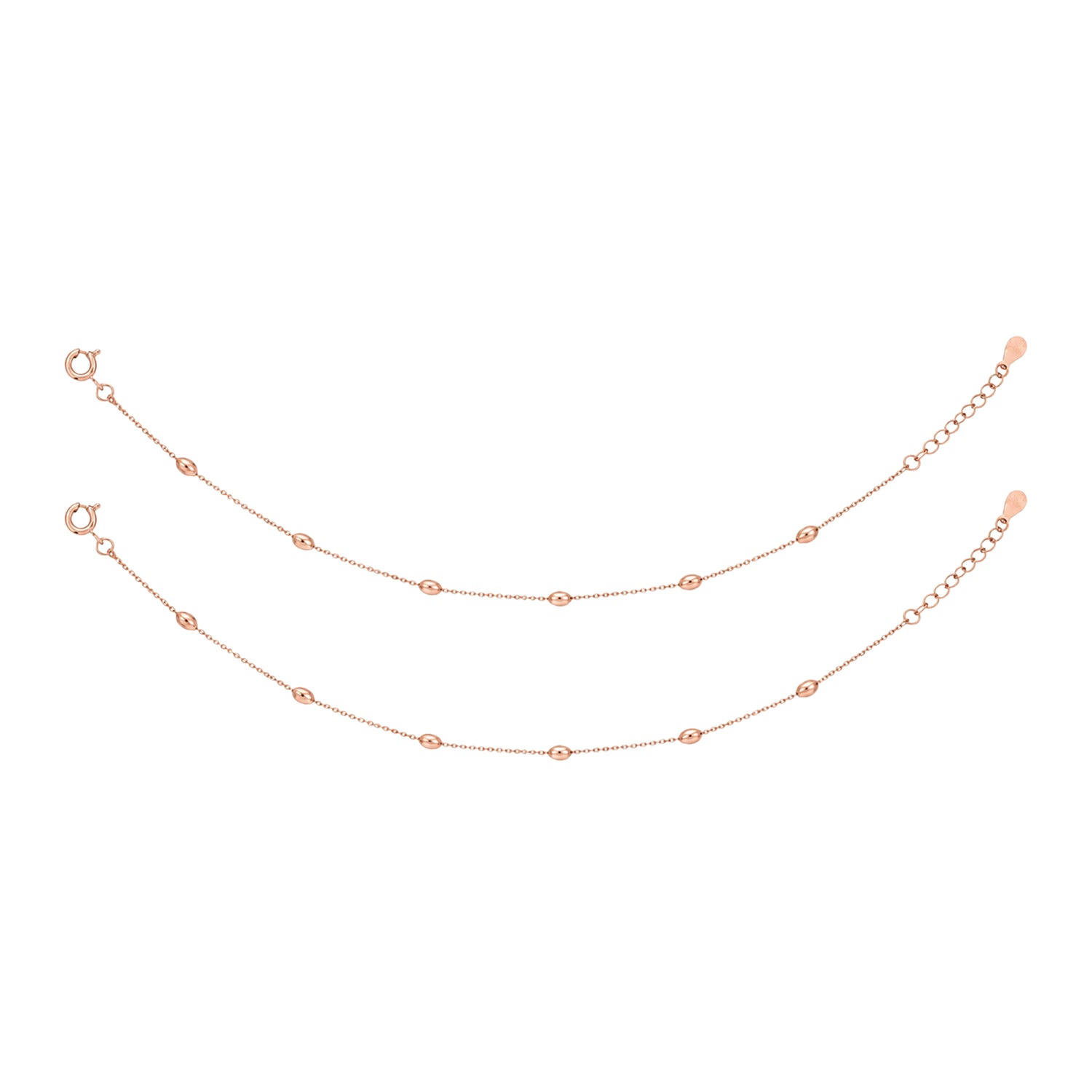 Minimalist Rose Gold Bead Silver Anklet